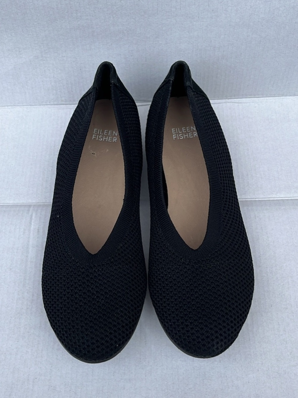 Eileen Fisher Black Knit Slip-On Flats